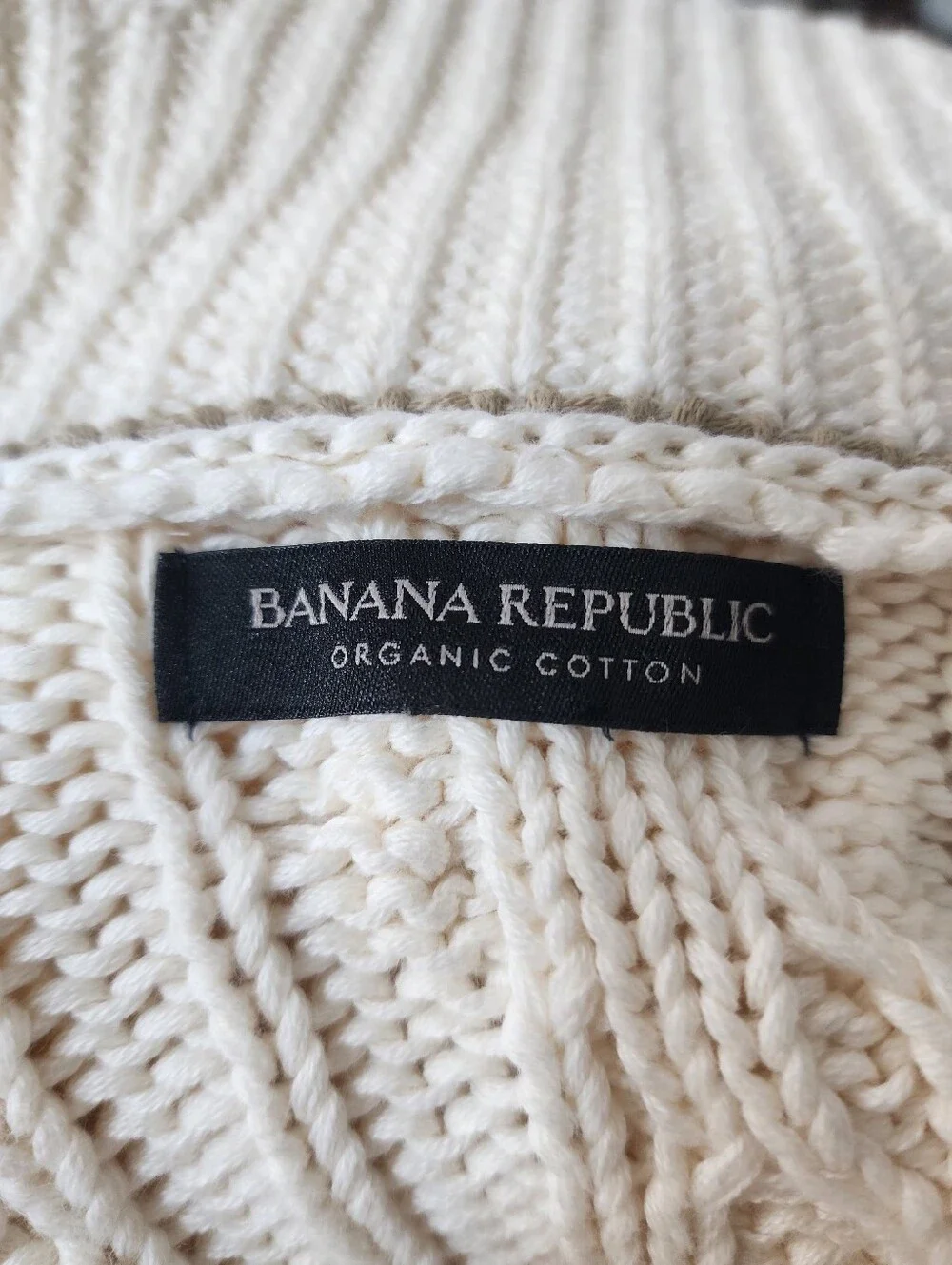 Banana Republic Men Cable Knit Shawl Collar Cardigan Sweater Ivory XXL Tall